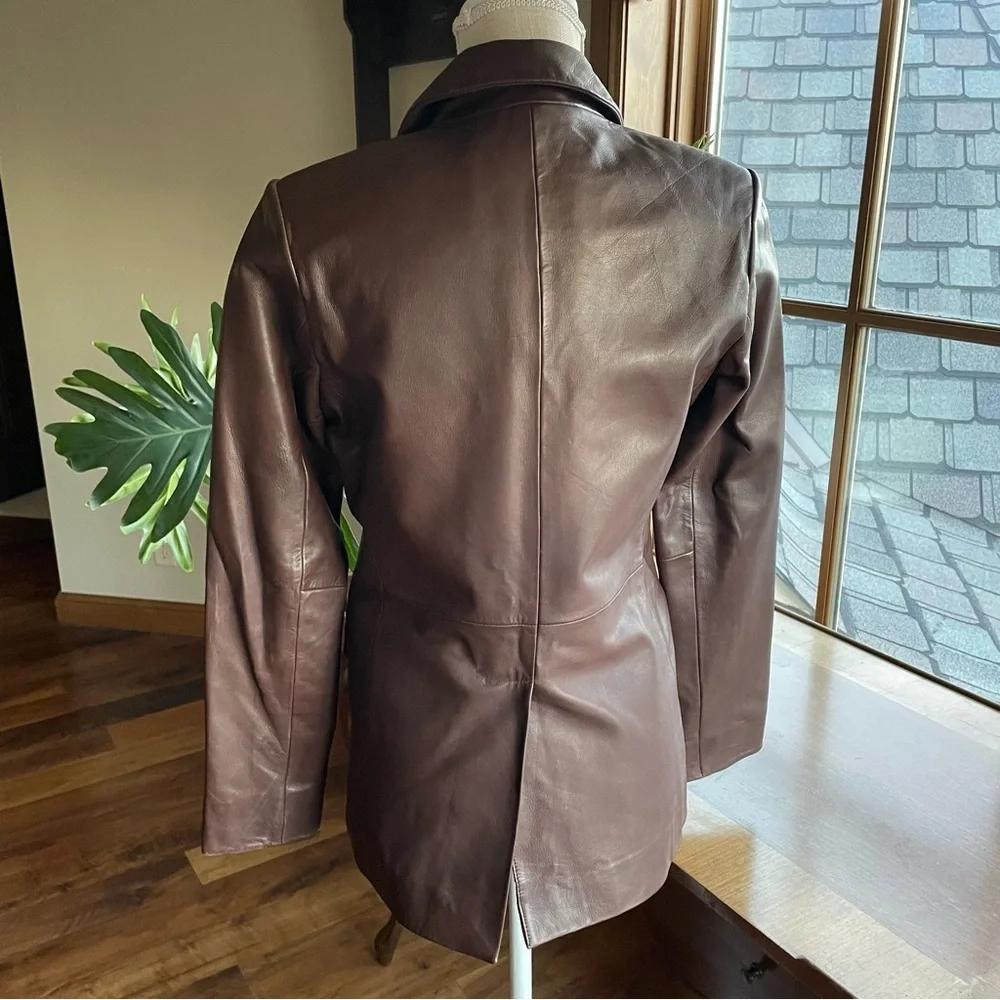 Bod & Christensen Chocolate Brown Leather Blazer size M NWT - Picture 3 of 14